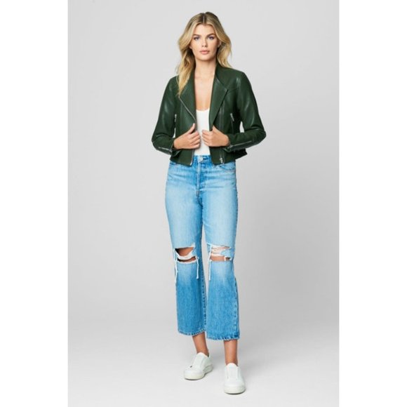 Blank NYC Jacket Green Faux Leather Moto Zip Forever And A Day - Picture 2 of 12